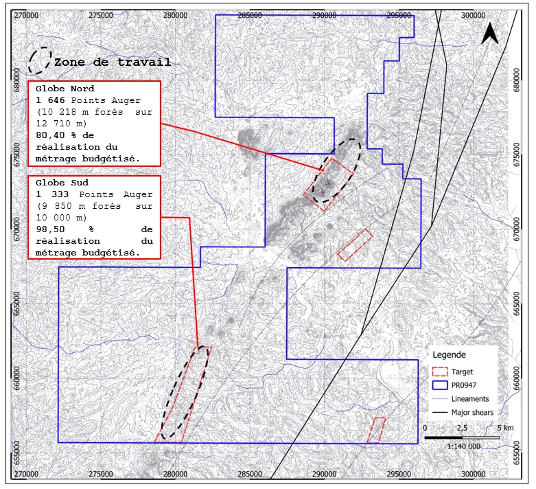 Carte des anomalies géochimiques en sol du permis PR-0947
