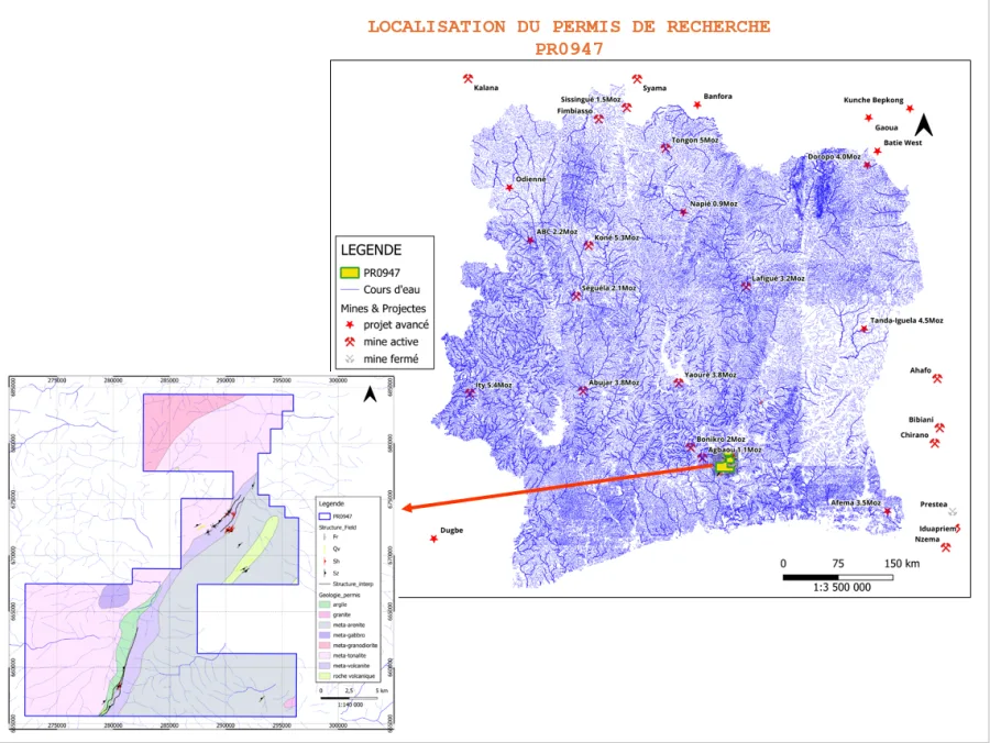 Carte géophysique aéromagnétique du permis PR-0947